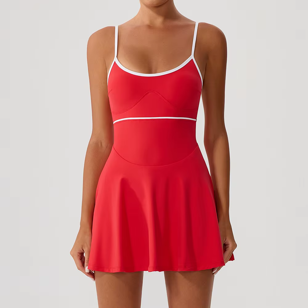 Robe de tennis pour femme avec poches, jupes de golf, ensemble de yoga avec short intégré, vêtements