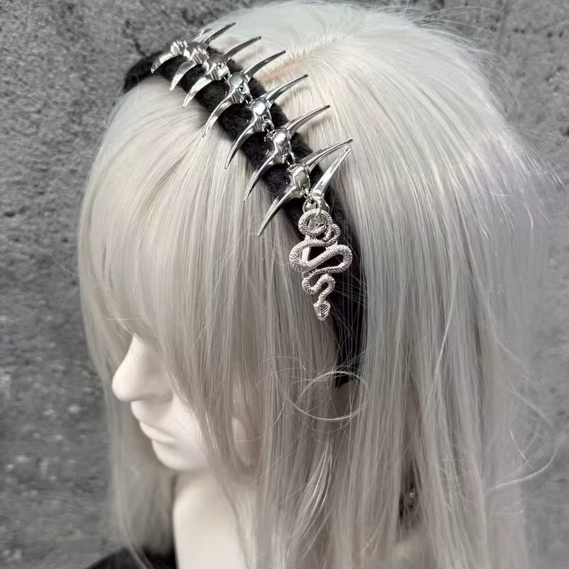 Serre-tête Cyberpunk Y2K style squelette gothique pour filles, accessoire de coiffure, bijou, orneme