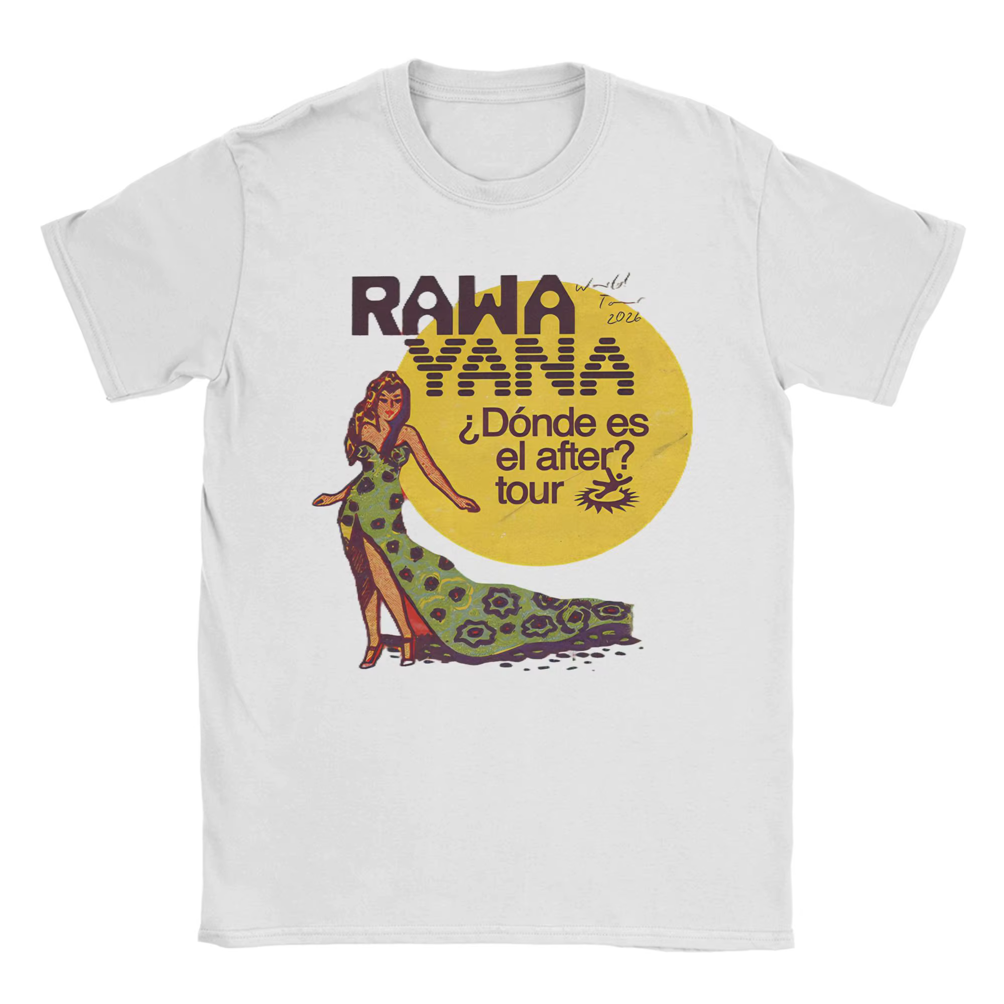 Rawayana Donde Es El After T-Shirt Homme Femme Groupe Musical Décontracté 100% Coton Col Rond Manche