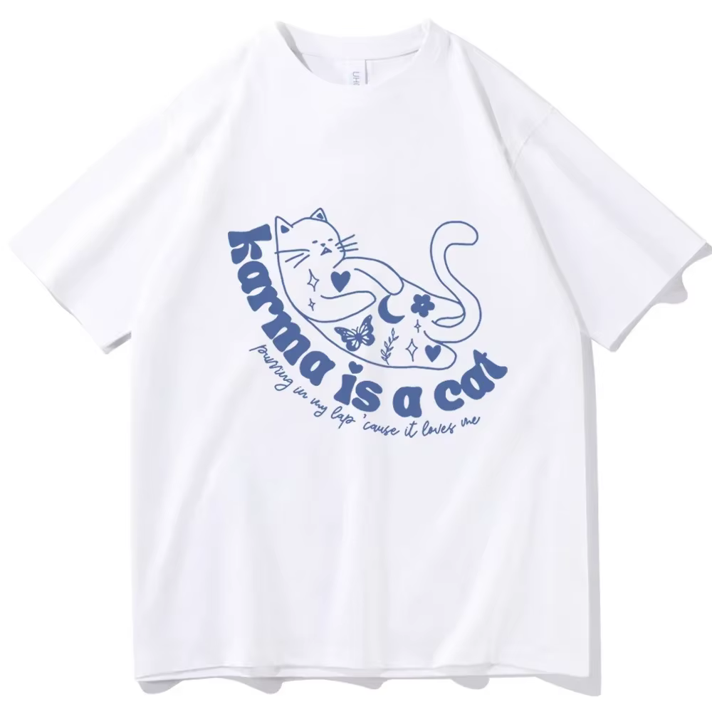 Chemise à manches courtes et col rond, karma est un chat, chemise Taylor Middécennie k, cadeau pour 