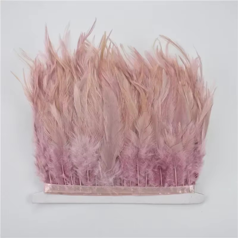 2 mètres de franges en plumes de faisan rose en cuir, garniture en plumes de dinde, marabout, oie, a