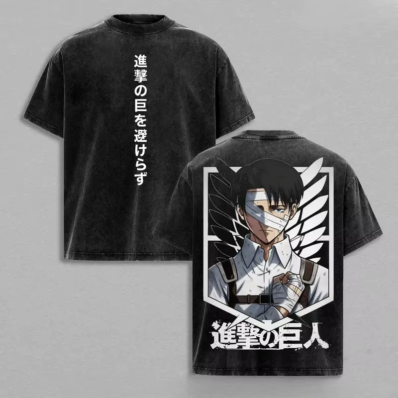 T-shirt graphique Anime Attack On Titan Levi pour hommes et femmes, vêtements décontractés en coton,