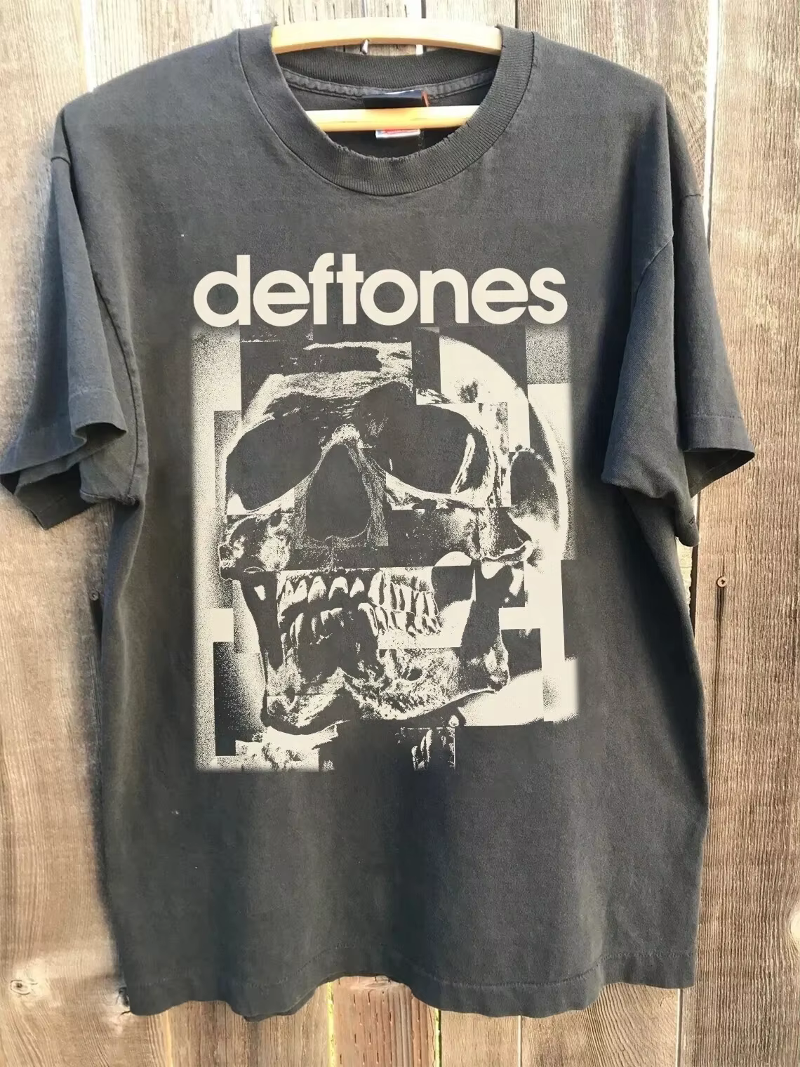 Deftones bande T-Shirt Deftones blanc poney Style Vintage charbon de bois noir unisexe haute qualité
