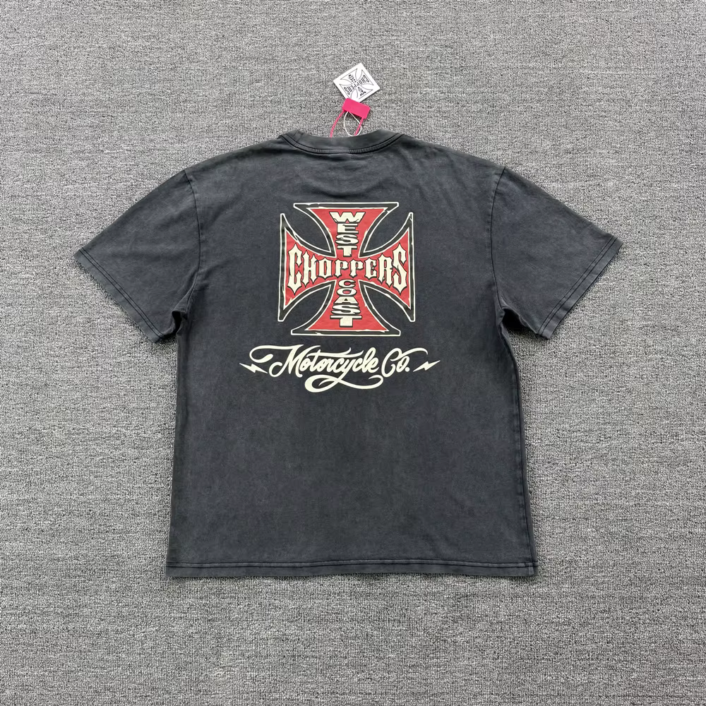 T-shirt homme style américain, coupe ample et oversize, col rond, imprimé graphique vintage, 100% co