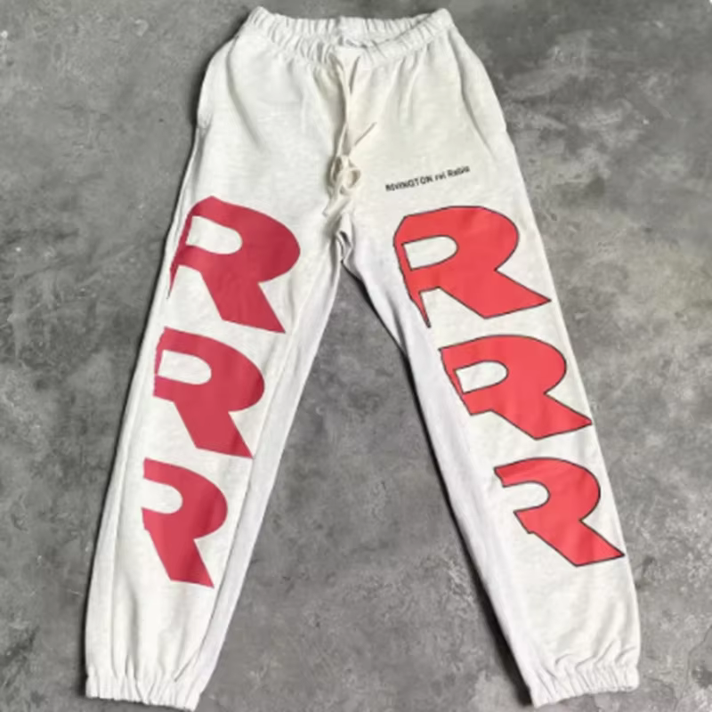 RRRree-Pantalon de Survêtement en Coton Délavé pour Homme et Femme, Vêtement de Sortie Vintage, Roug