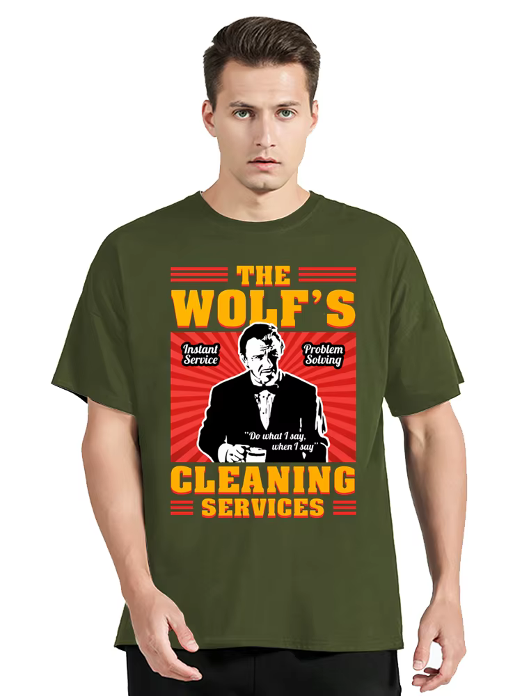 Film Pulp Fiction le loup Vintage T-Shirt vêtements pour hommes surdimensionné T-Shirt Harajuku à ma