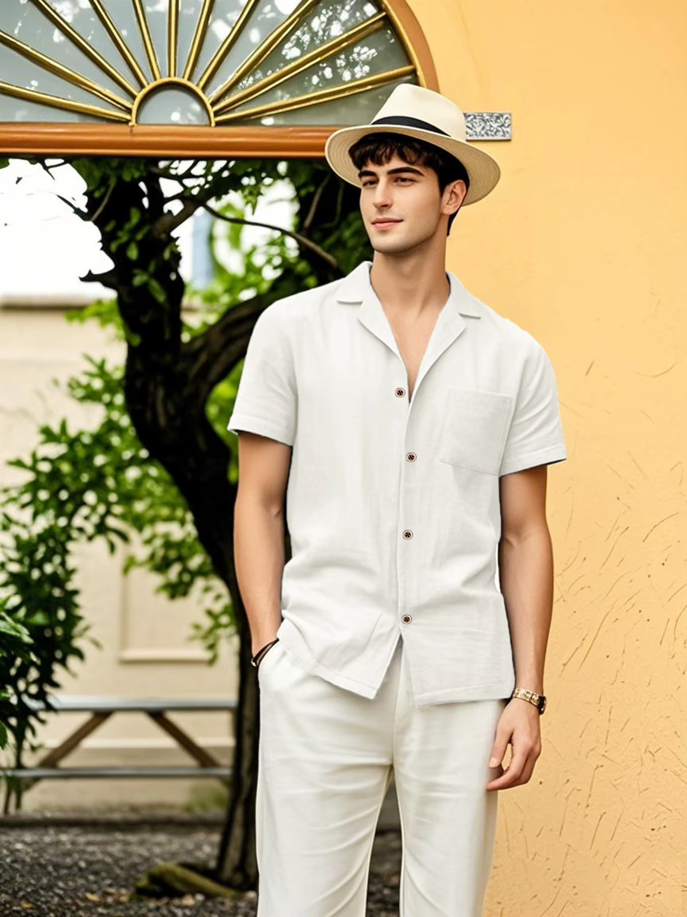 2025 chemises à manches courtes pour hommes nouveau coton lin offre spéciale été couleur unie col ra
