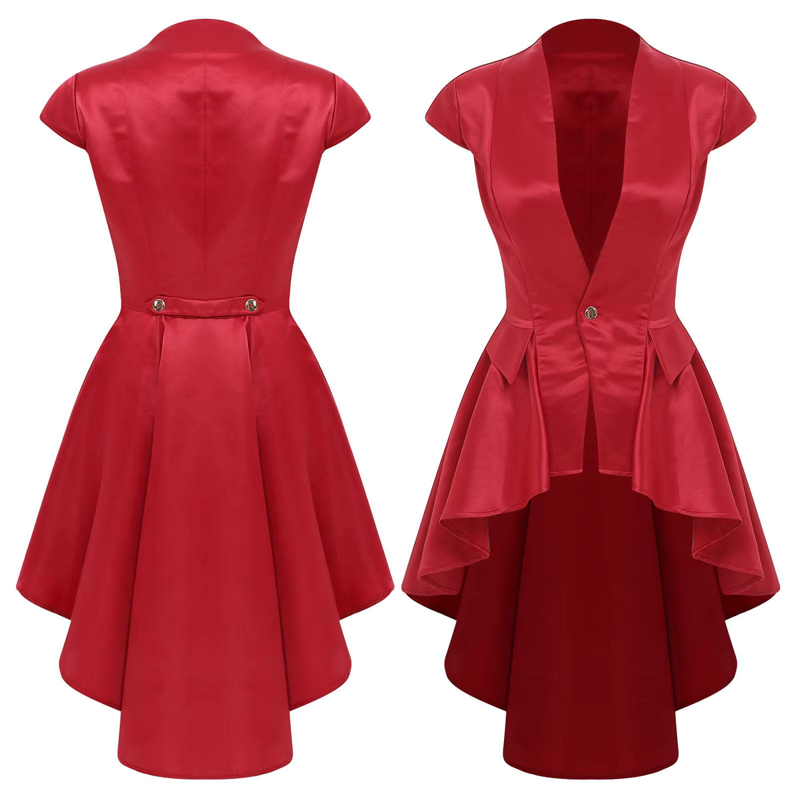 Costume victorien gothique Steampunk pour femmes, tenue d'halloween, col en v profond, manches cape,