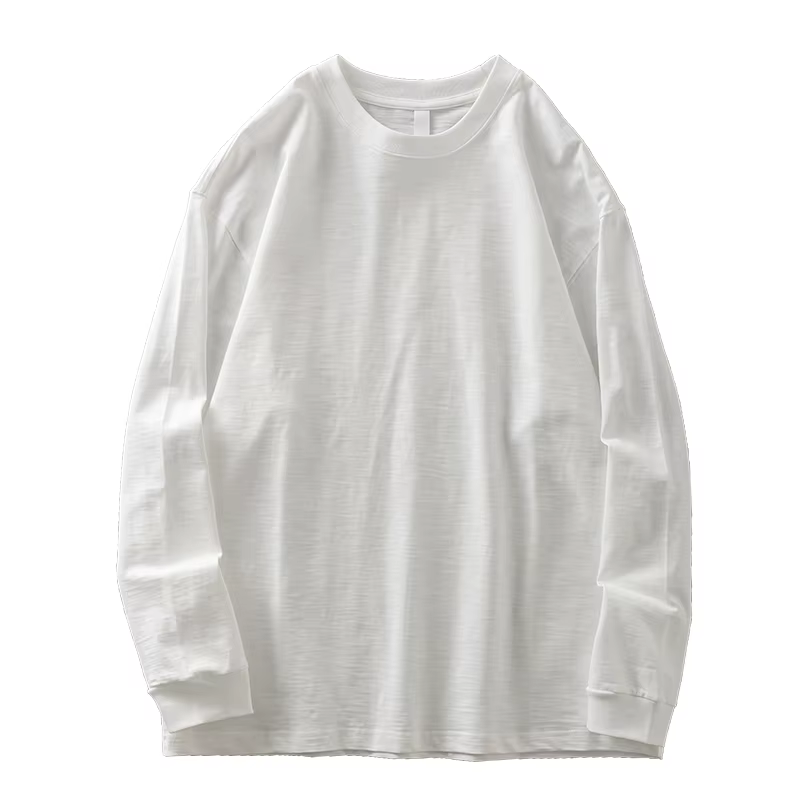 DUKEEN t-shirts à manches longues en coton flammé lourd pour hommes printemps et automne sous-vêteme