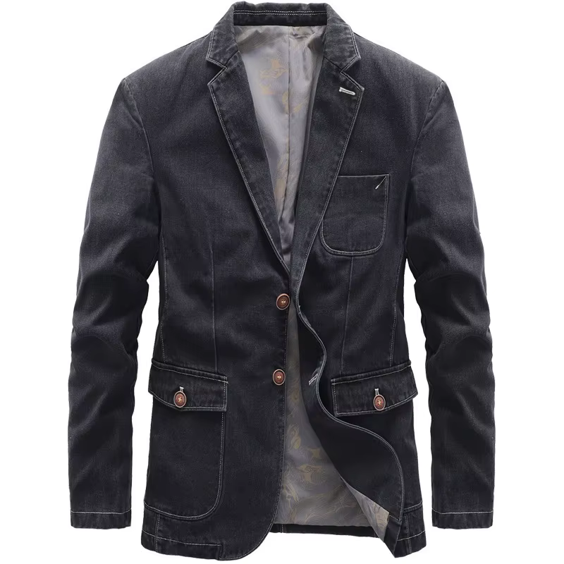 Veste en jean rétro à revers classique pour hommes, vêtements masculins confortables et respirants, 