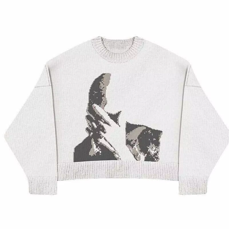 Pull tricoté à col rond pour femmes, motif imprimé gothique, Streetwear pour filles, surdimensionné,