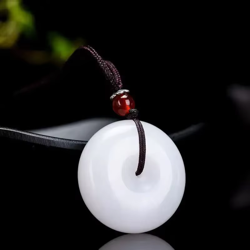 Véritable Jade beignet pendentif collier accessoires homme amulette jaspe bijoux charme chinois Vint