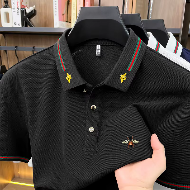 Marque haut de gamme à manches courtes polo shirt hommes Summer Fashion Boutique abeille broderie Ca