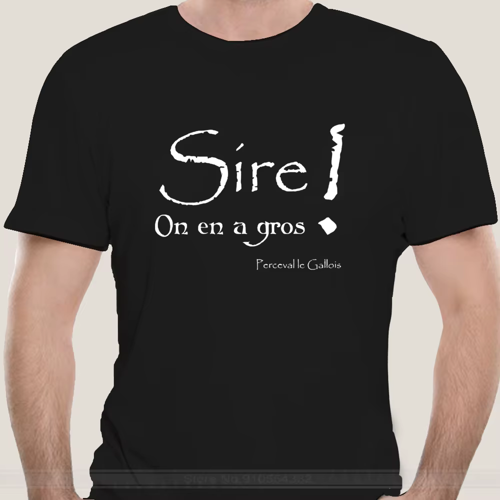 T-shirt homme T-shirt Kaamelott Perceval Sire sur un gros t-shirts noirs T-Shirt femme