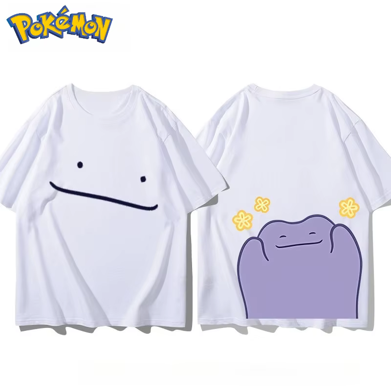 T-shirt imprimé Pokémon Ditto pour hommes et femmes, nouvelle collection d'été Y2K, ample, décontrac