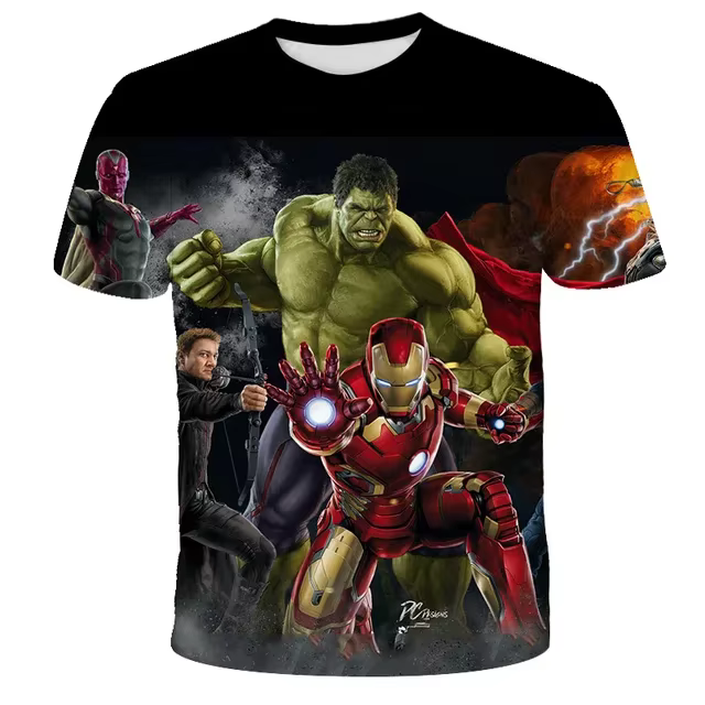 T-shirts Marvel Superheroes Spiderman Captain America Hulk pour enfants, t-shirt à manches courtes p