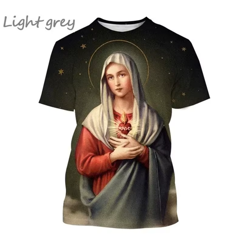T-shirt imprimé 3D de la Vierge Marie pour femmes, déesse de la misériUL, chrétien, béni Jésus, dieu