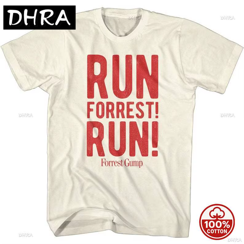 Forrest Gump Run Forrest Run naturel hommes coton T-Shirt drôle graphique été col rond lignes de fil