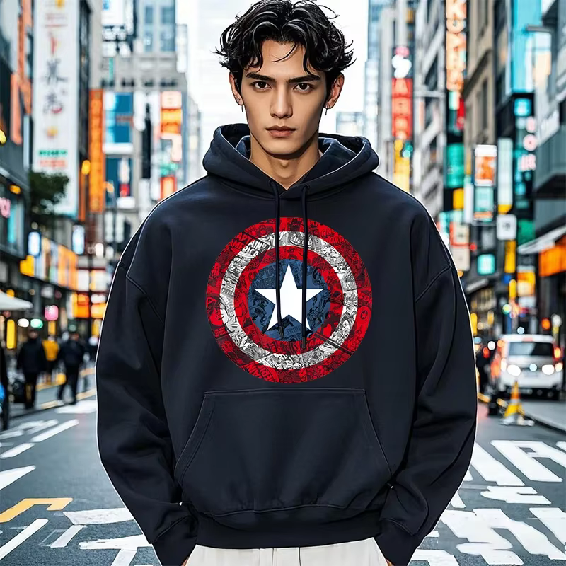 Capitaine Badge bande dessinée impression hommes femmes sweat à capuche automne hiver quotidien vaca