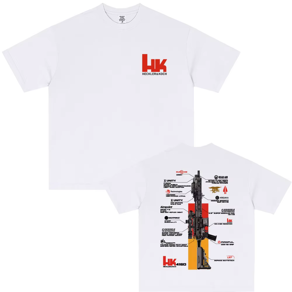T-Shirt graphique pour hommes en Heckler & Koch HK416, 100% coton, évacuant la transpiration, respir