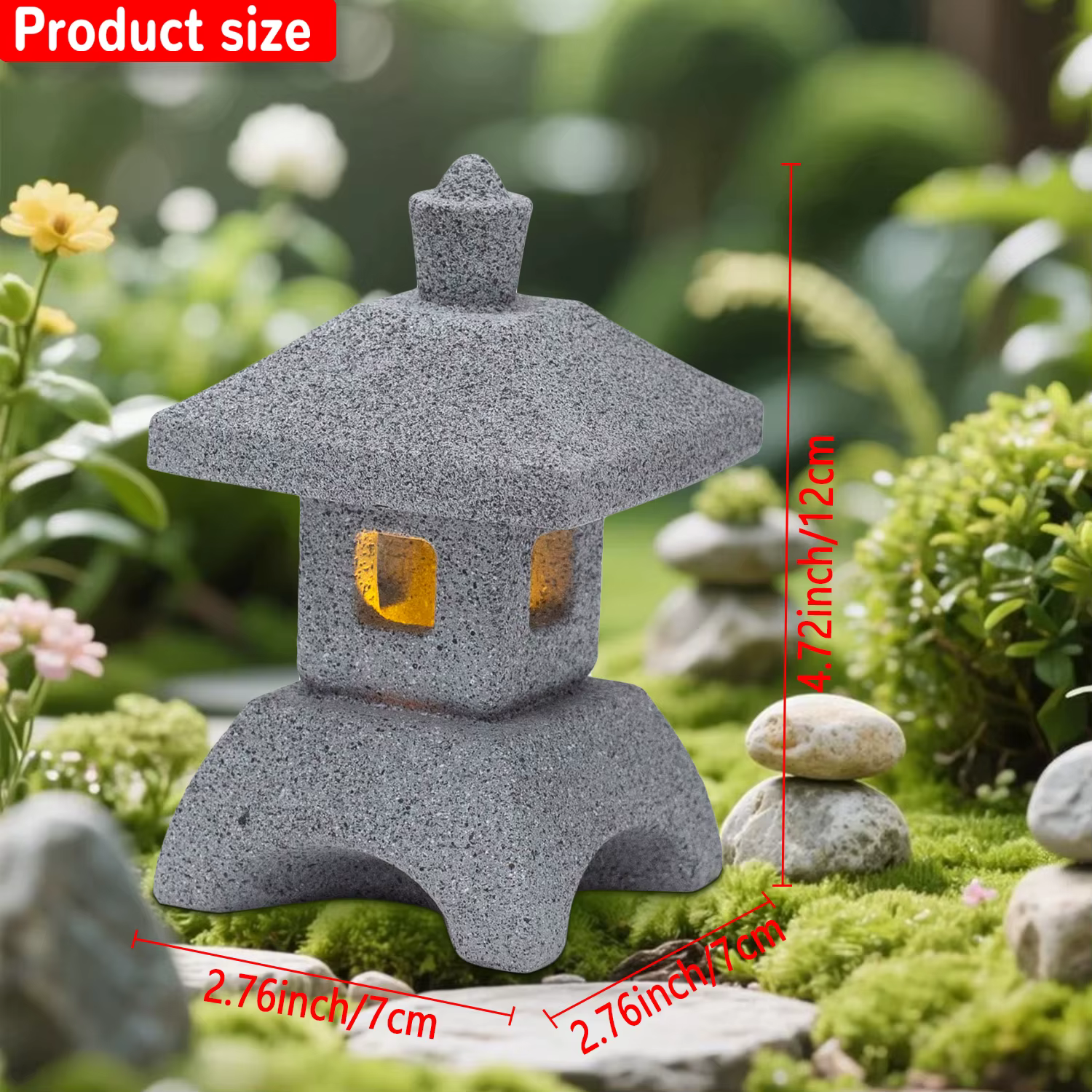 Lanterne japonaise Pagode Statues LED lumières Zen accessoires de jardin pour la maison Mini méditat