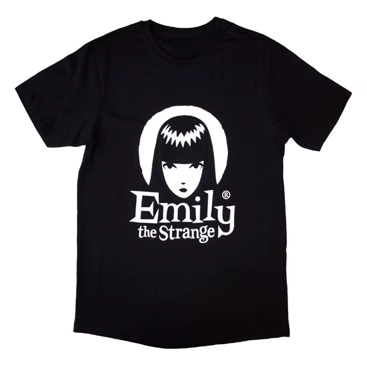 Emily The Strange Halo Logo Band T-Shirt en coton avec logo graphique pour hommes et femmes, Streetw