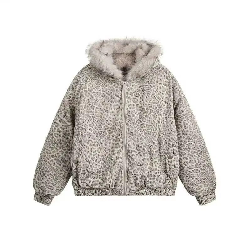 PFHQ-Veste à capuche Smile pour hommes, conception de niche, imprimé léopard, optique en fourrure, c