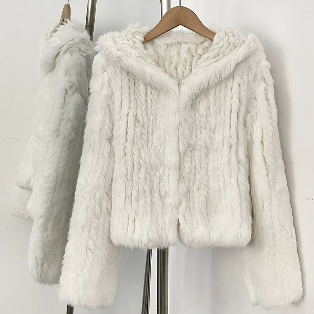 Veste en fourrure véritable, fourrure de lapin naturelle, veste en fourrure naturelle minimaliste po