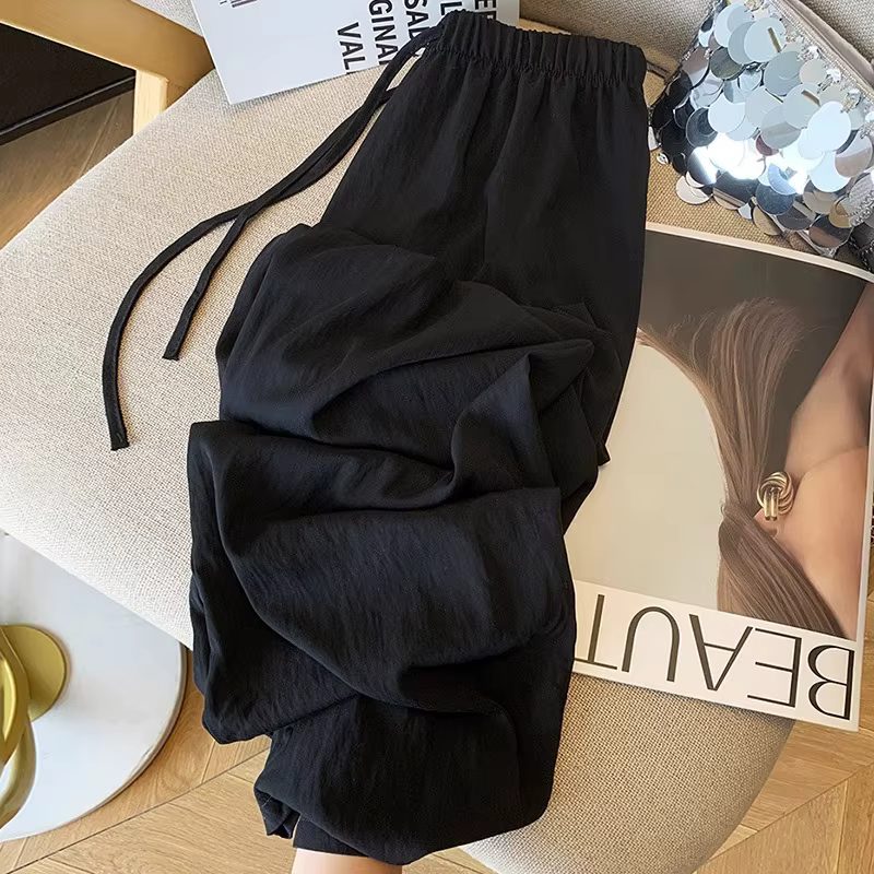 Pantalon plissé en coton à jambes larges pour femmes, vêtements décontractés de haute qualité, coule