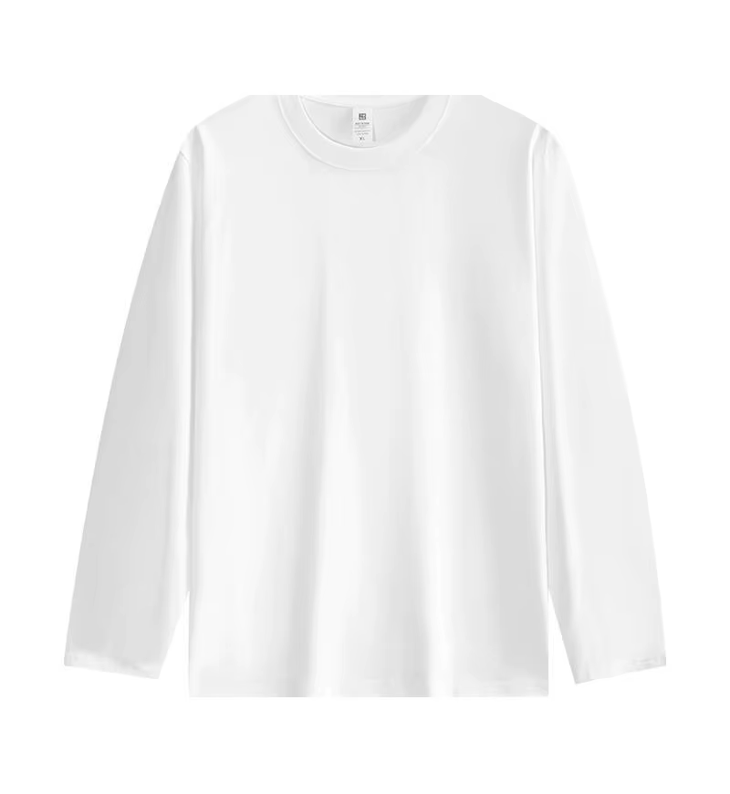 2025 nouveau T-Shirt en coton de couleur unie à manches longues coupe ample grande taille T-Shirt au