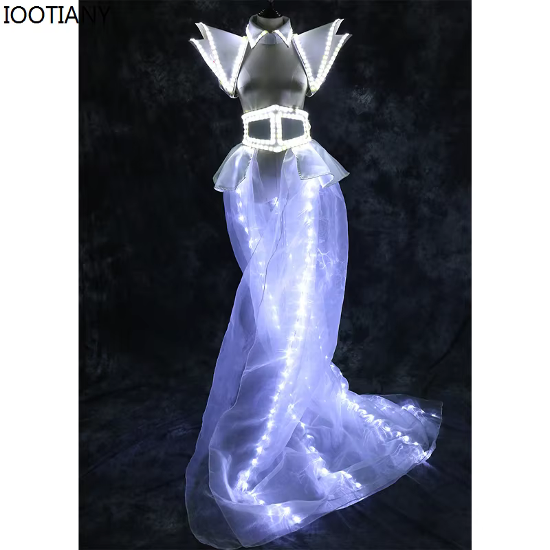 Ensemble de Vêtements de Spectacle à LED pour Femme, Tenue de Danseuse, Gilet Shoe, pour Discothèque
