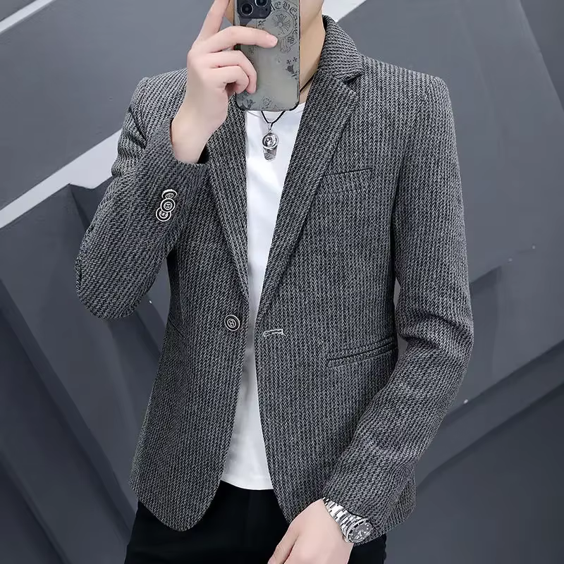 Blazer à Boutonnage Simple pour Homme, Veste Fine, Marron, Coupe Cintrée, Haute Qualité, Élégant, Si