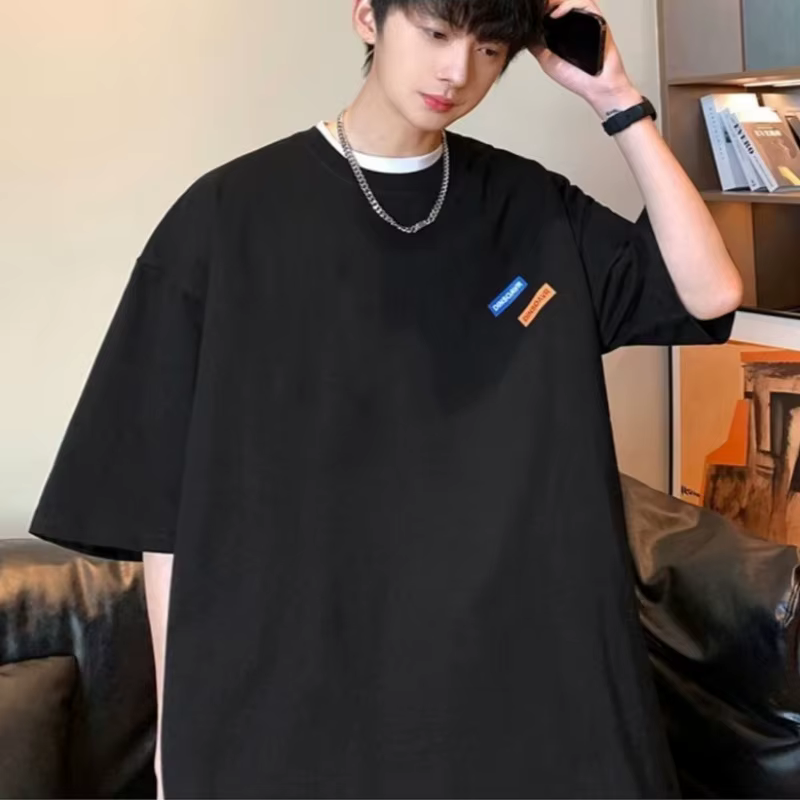 【M-8XL】T-shirt oversize homme été 2026, imprimé lettres petit logo, streetwear décontracté, haut à m