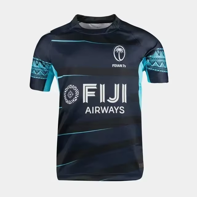 T-shirt de rugby pour hommes, maillot domicile, Fiji 7S, haut à col rond pour hommes