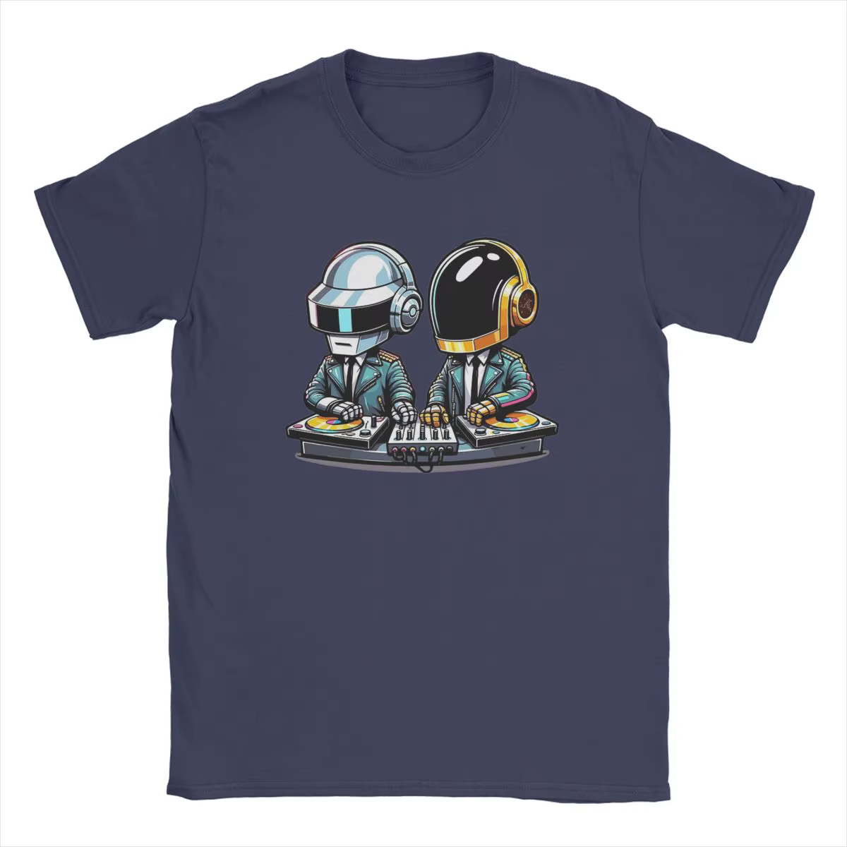 T-shirt manches courtes col rond homme, estival et humoristique, en coton, Daft Punk