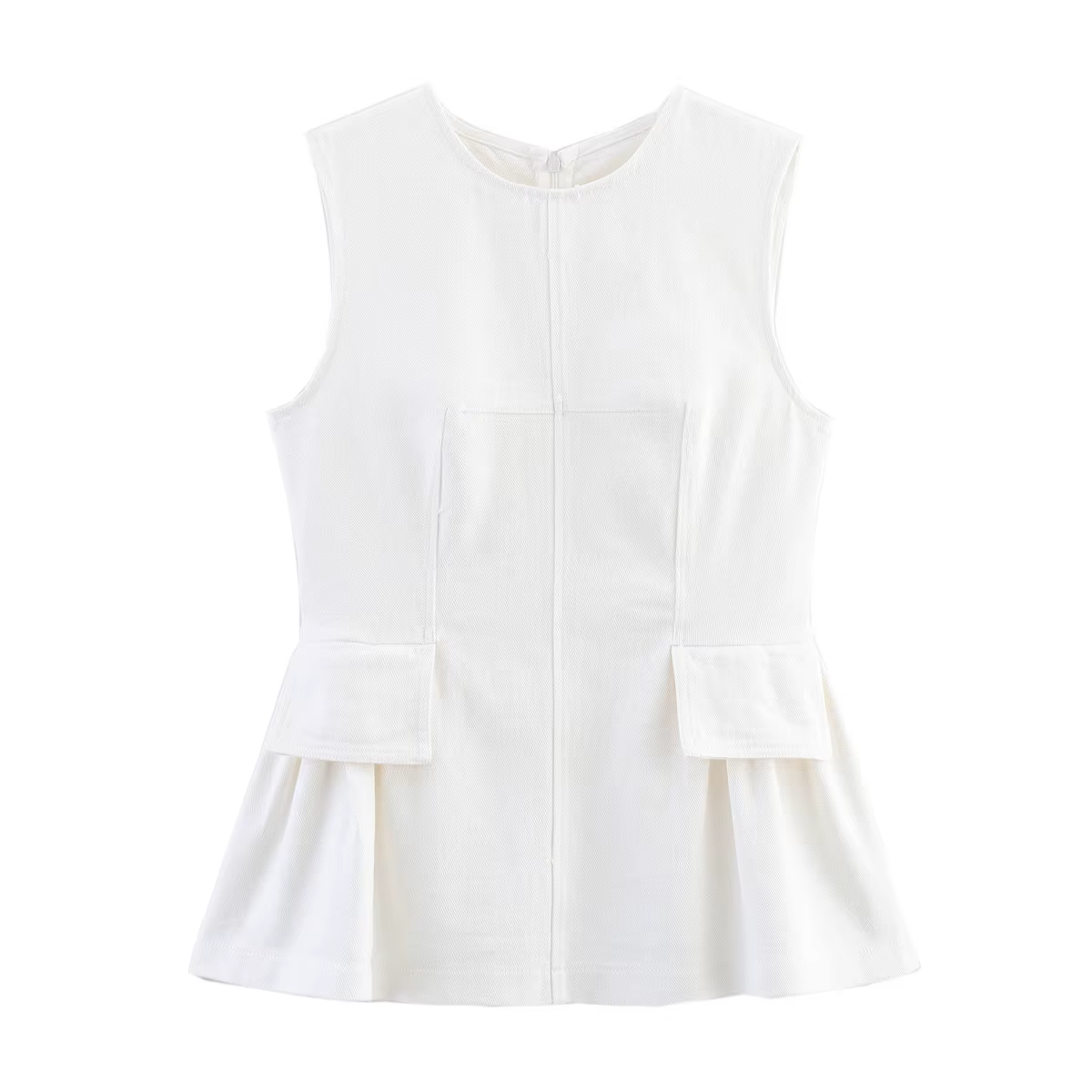 UETEEY 2025 nouveau haut sans manches à col rond pour femmes, style Simple, avec ourlet péplum, haut