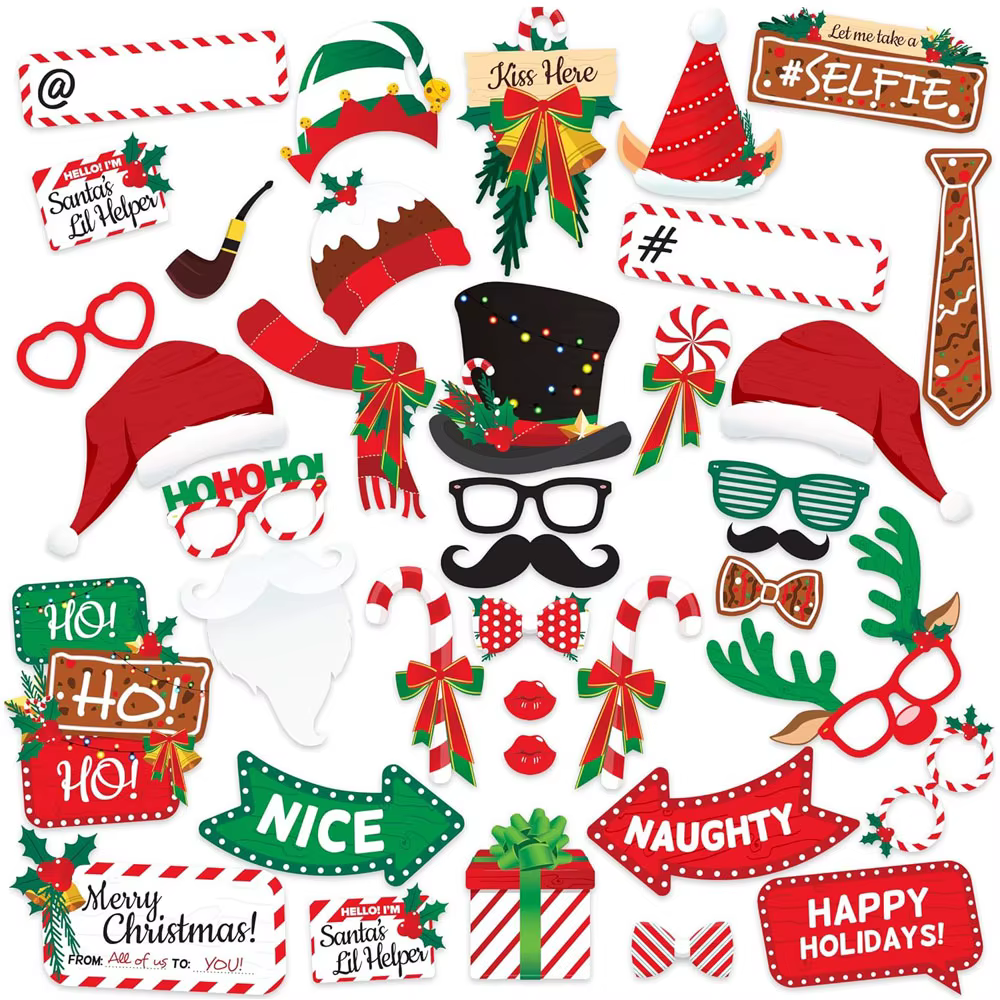 Kit d'accessoires de photomaton de Noël, décorations de fête, selfie, accessoires de photomaton de v