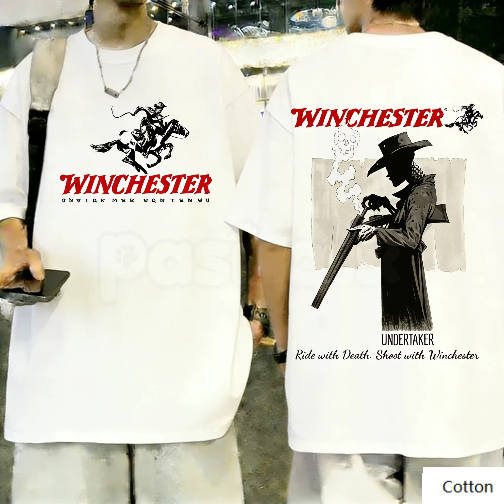 T-shirt graphique rétro Winchester Undertaker 2026, en coton unisexe, style streetwear cowboy améric