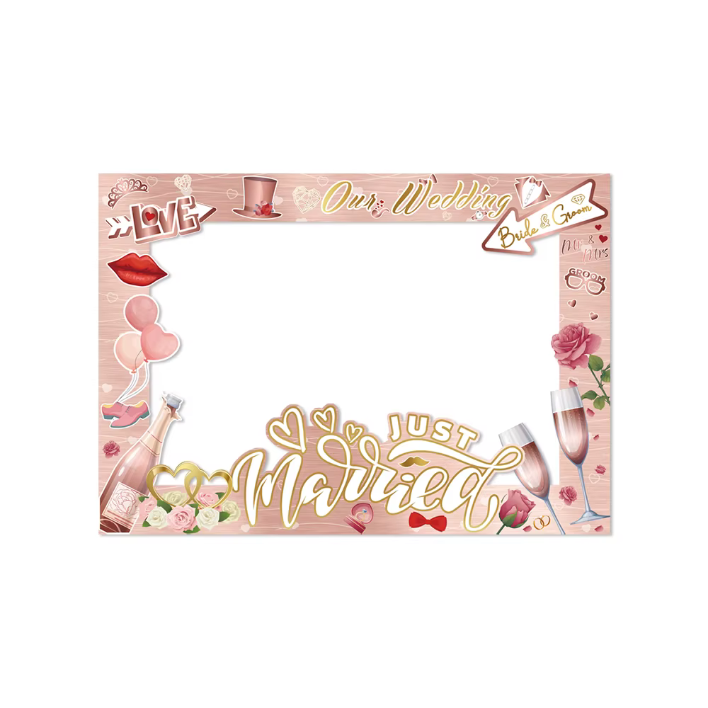 Kit d'accessoires de cabine Photo de mariage, accessoires Photo de mariée en or Rose avec cadre de c