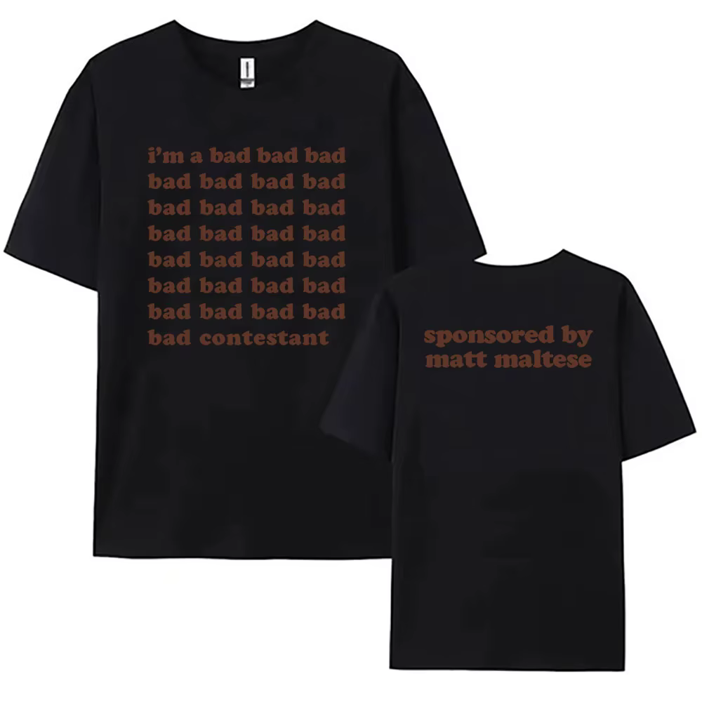 T-shirt manches courtes col rond, estival et à imprimé graphique, I'm A Bad Contestant, Matt Maltese