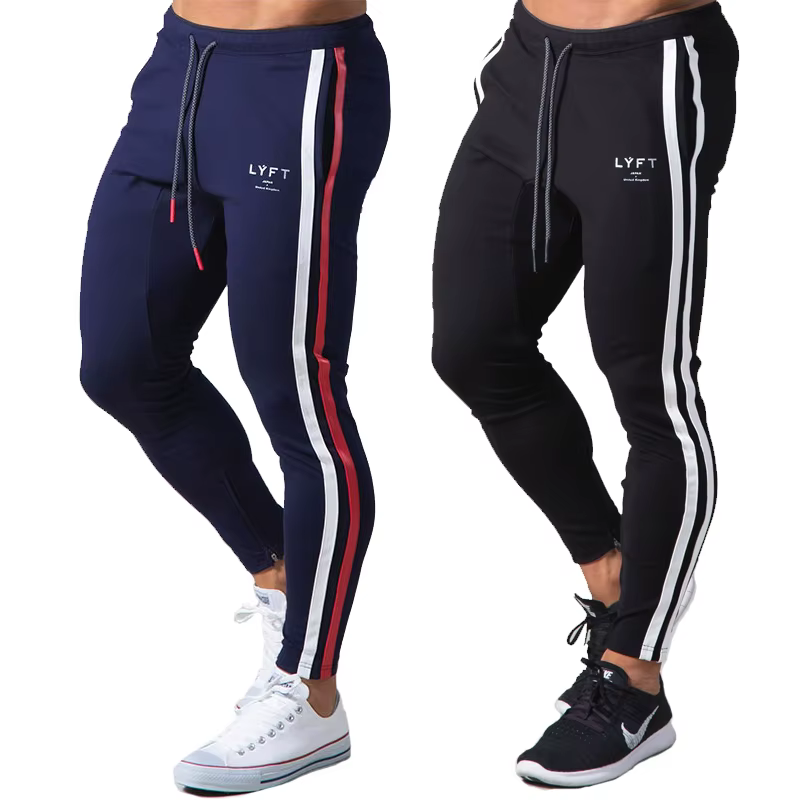 Nouveau Patchwork rayures pantalons hommes vêtements de sport droits couleur unie pantalons de survê