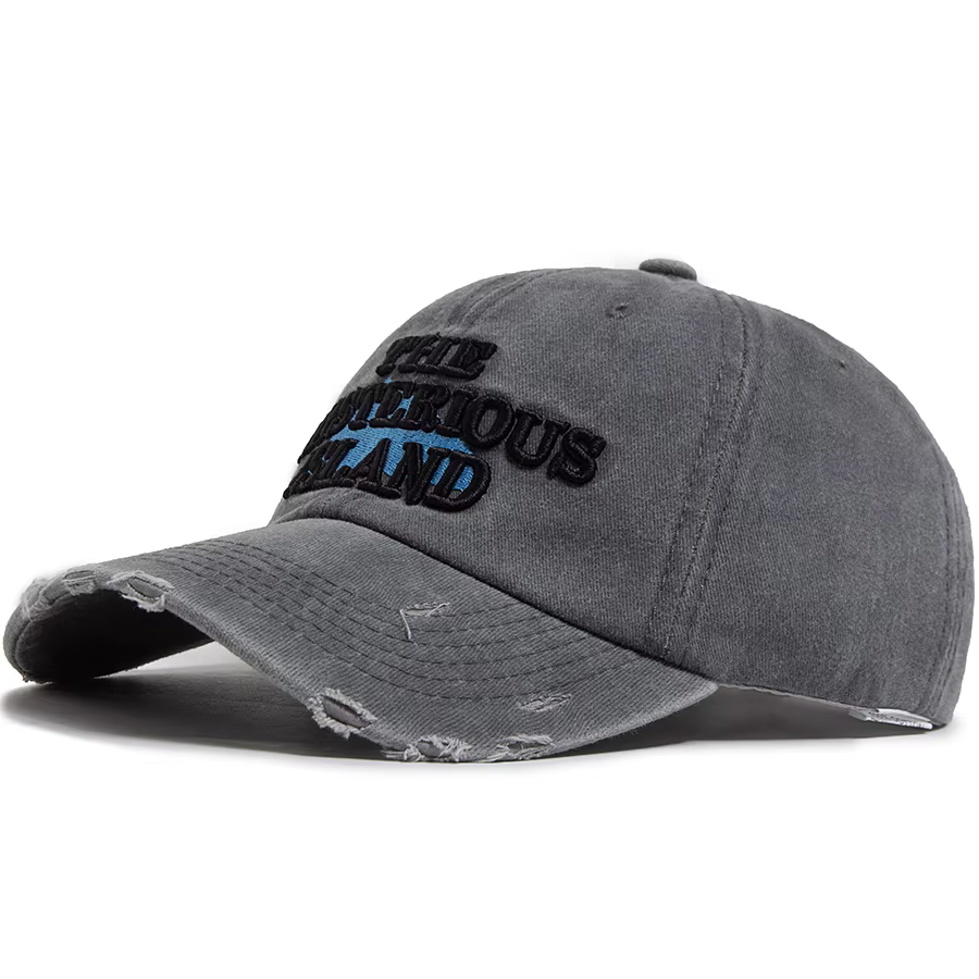 Casquette de baseball The Mysterious Island Letter pour hommes, en coton lavé, style vintage, avec v