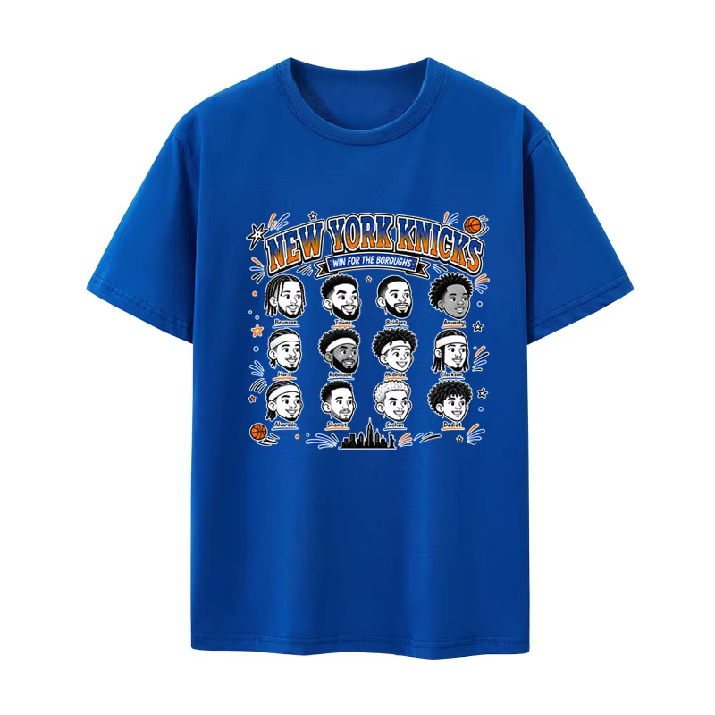 T-shirt New York Knicks Lineup pour hommes et femmes, vêtements d'été en coton, surdimensionné, à la