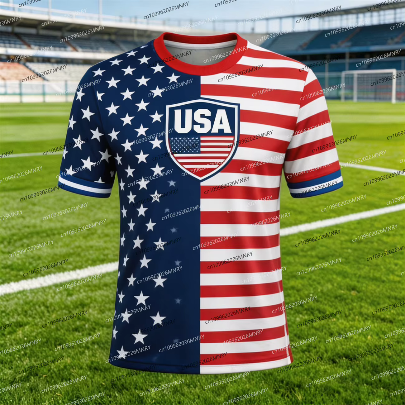 T-shirt Enfant et Homme 2026 avec Emblème Drapeau Américain, Maillot de Football Américain, Vêtement