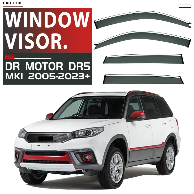 Visière de fenêtre de voiture, 4 pièces, pour moteur DR DR5 2005 – 2023 +, auvent, abri, pare-brise,