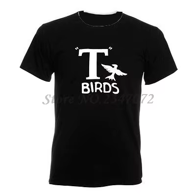 T-shirt Grease John Travolta Olivia Newton John, T Birds Ringer