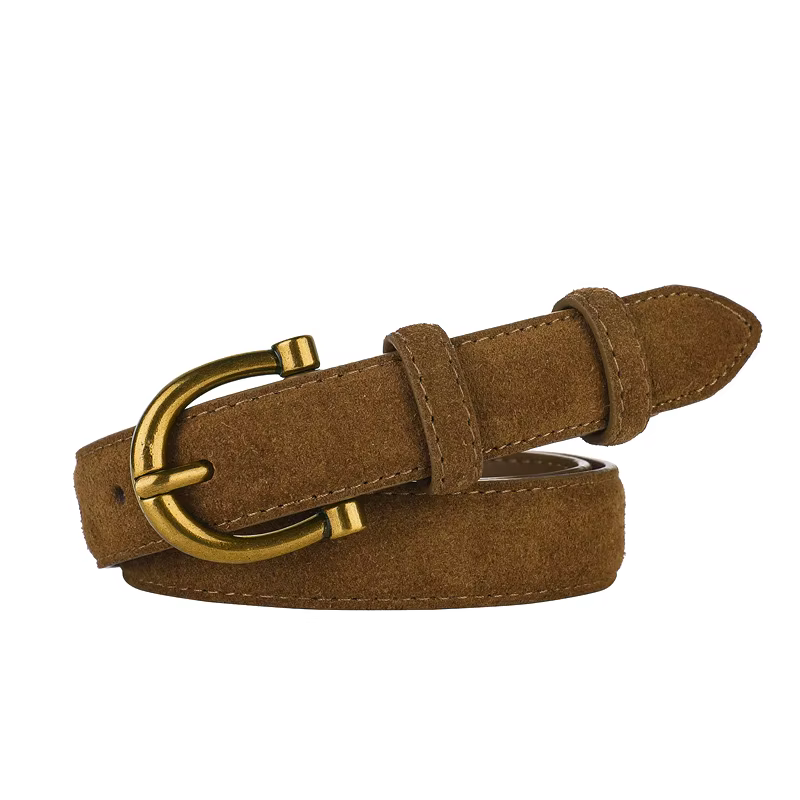 Ceinture en daim de luxe pour femmes ceinture en cuir élégante boucle ardillon en or ceinture de mar
