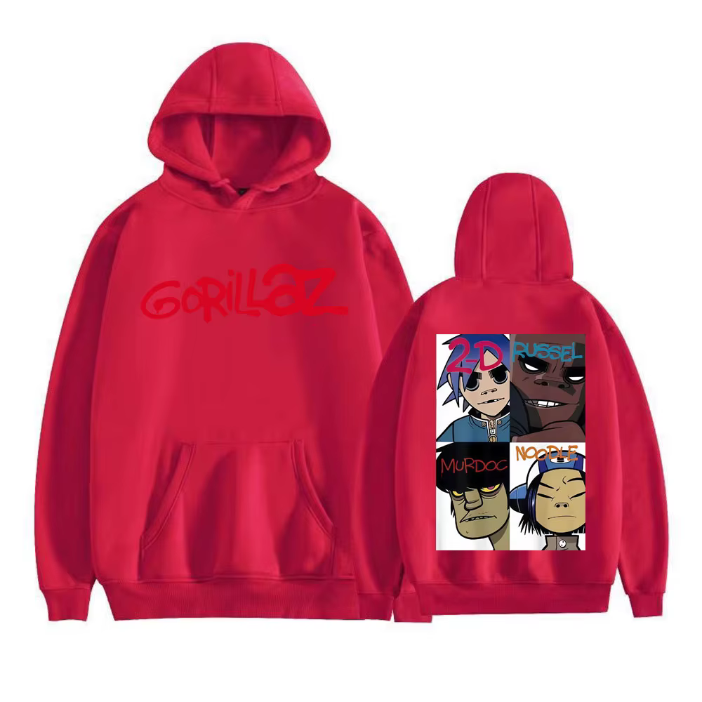 Gorillaz bande visage Arts graphique à capuche hommes femmes vêtements rétro dessin animé à manches 
