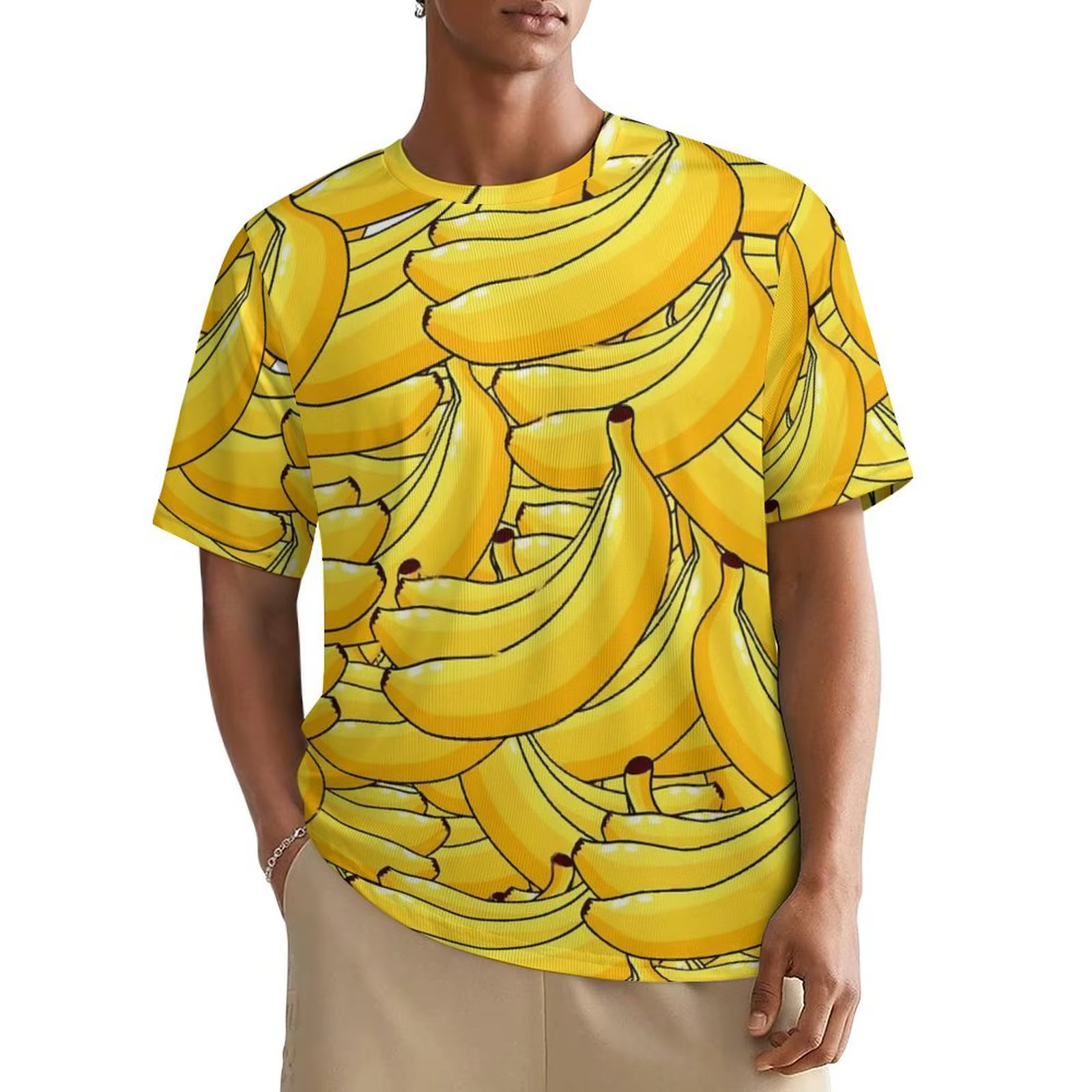 T-shirt manches courtes col rond homme, vêtement de plage, style Kawaii