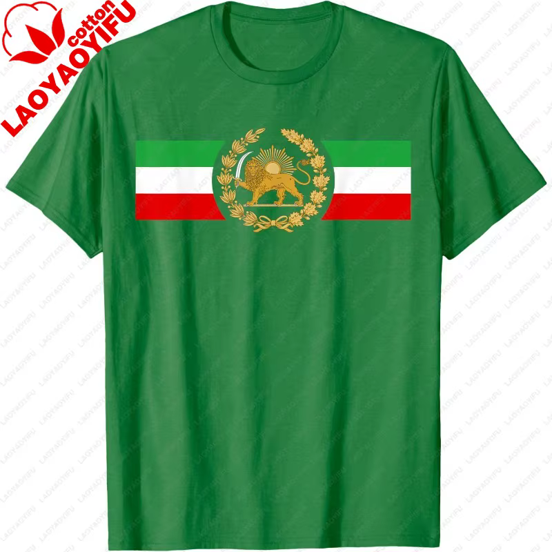 T-shirt imprimé drapeau iranien, symbole lion et soleil persans, pour hommes et femmes, décontracté,